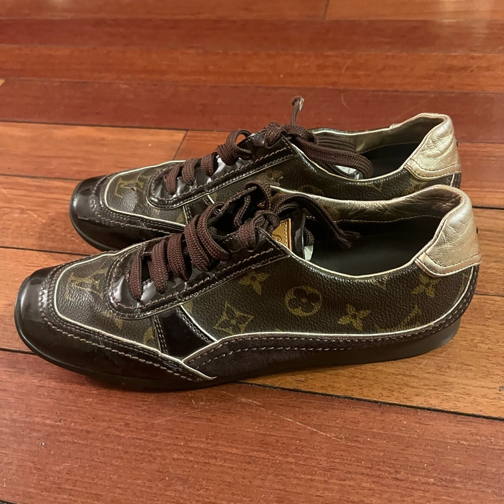 Louis Vuitton Designer Brown Leather Sneakers